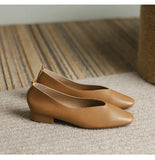 toe genuine leather flats women candy color V open moccasins soft bottom shallow mouth loafers for woman mules work