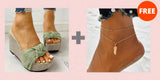 Bow Tied Slip On Leisure Platform Summer Sandals 2020 Wedges High Heels Women Shoes Woman Mules Flip
