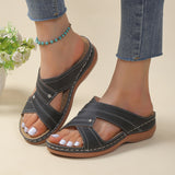 Shoes on Sale 2023 New Basic Women's Slippers Summer Retro Open Toe Wedges Slippers Casual Beach Ladies Shoes