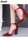 Women's High Heel Shoes Spring and Autumn Season Pointed Lacing Sexy Fashion Thick Heel Casual Large Women's Shoes
