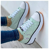 Breakj New Shoes Children's Spring And Autumn Canvas Shoes Breathable High Help Casual Women's Shoes Thick Soles Lace Height
