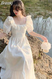 Summer French Elegant Even Party Dress Woman Holiday Beach Short Sleeve Midi Dress One Piece Dress Korean Fashion