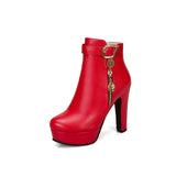 Breakj Women's Boots Autumn And Winter 2023 New Ultra High Heel Waterproof Platform Belt Buckle Fashion Boots Plus Size
