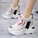 White Trendy Shoes Women High Top Sneakers Women Platform Ankle Boots Basket Femme Chaussures Femmes Height Increase