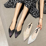 Sequined cloth flats women pointed toe moccasins crystal shoes ladies ballerina glitter soft bottom loafers shoes
