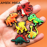 1pcs Cute Dinosaur PVC Shoe Charms Triceratops Accessories Tyrannosaurus Decorations fit Croc Bracelet Kids