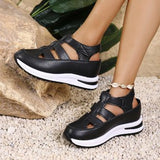 Breakj New Slope Hedley Sandals Bag Head Hollow Breathable Female Large Size Loose Cake Thick-Soled Magic Stick Casual