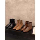 Breakj Brown Martin Boots Women's Shoes 2025 Autumn/Winter New Square Skinny French Short Boots Single