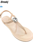 Flat Bottom Women Sandals Fashion Rhinestone Clip Toe Girl Footwear Large Size Flip Flops Comfortable Ladies Jelly
