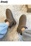 2023 New Winter Snow Boots Women's Leather Short Boots Flat Plush Cotton Shoes Fur Ankle Boot Female Booties Woman