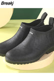 Boots Men's Winter Woolen Cotton Low Top Fashion Warm Rain Boots Anti-slip Fishing Shoes Rain Shoes Men Short Rubber