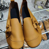 Breakj Single Shoes Small Leather Shoes Beef Tendon Bottom Bean Shoes Round Head Flat Shoes Women Mother Shoes Size