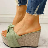 Bow Tied Slip On Leisure Platform Summer Sandals 2020 Wedges High Heels Women Shoes Woman Mules Flip