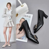 High Heels Female Wedding Thick Heel Autumn Shoes Not Tired Feet Soft Bottom Comfortable 2023 New Soft Leather Single