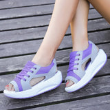 Women Sandals Platform Mesh Sandals Comfortable Sandals for Women Open Toe Casual Lace-up Sneakers Summer Female Sports
