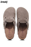 2023 New Beach Cork Slippers Casual Men Buckle Nubuck Leather Closed Toe Women Outside Slide Slip on