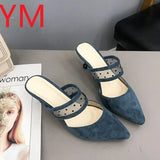 2020 Summer Women Pumps Wedding Shoes Flock Bridal Pointed Toe Woman High Heels shoes Dress Shoe Sandalias Mujer Heel