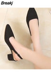 for Women 2023 Fashion High Heels Summer Pointed Toe Elastic Sandals Simple Shallow Cut Square High Heels Zapatos De