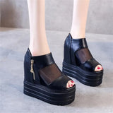 Wedges with High-heeled Sandals Muffin Thick-bottom Fish Mouth Shoes New Internal Increase Women's Shoes Cool