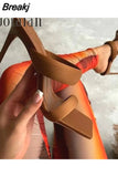 Summer Pumps Sexy Outdoor Slippers Sandals Shoes Women Thin High Heels Square Toe Sandal Lady Pump Shoes