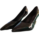 Photo Single Shoes Women 2023 Spring Autumn New Fashion High Heels Women's Lacquer Leather