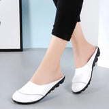 Breakj First Half Of The Slippers Women Wear 2023 New Bean Shoes Flat Bottom Large Lazy Cold Drag Woman