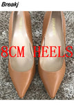 Heel Height Women Shoes Brown Color Women High Heels 2023 Fashion Pumps Office Lady Pointed Toe