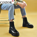 Martens Boots Women Shoes 2021 New Black Leather Ankle Boots Women Punk Shoes Thick Bottom Motorcycle Boot De