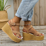 Fashion Wedge Sandals for Women Summer 2022 Casual Non-slip Peep Toe Platform Shoes Rubber Sole Buckle Elegant Heels