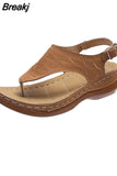 Summer Women Buckle Strap Sandals Casual Ladies Solid Clip Toe Shoes Thong Sandals Gladiator Footwear Wedges