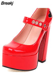 Dropship 2023 Spring Summer Platform Woman Mary Janes Shoes Pumps Elegant Office Lady Woman Shoes Pumps Big Size