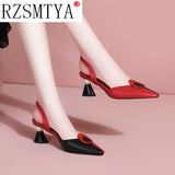 Pointed Women Sandals 2023 Spring Summer Mid Heel Hollow Shoes Fashion Women's Shoes Obuv Zapatos Mujer Size