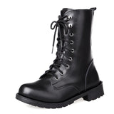 Breakj Autumn And Winter New Round Head With Martin Boots Black Fashion Large-Size Mid-Sleet Boots Personalized Women's