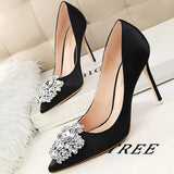 Kitten Heels Metal Rhinestones Woman Pumps Wedding Shoes High Heels Shoes Gold Silver Sexy Party Shoes Large size