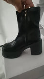 Breakj Autumn And Winter New Thick Bottom Black Short Boots Women Thick High And Thin Elastic Fashion