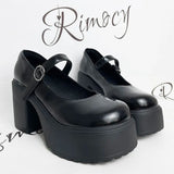 Chunky Platform Pumps Women New Buckle Strap Super High Heels Mary Jane Shoes Woman Goth Thick Heeled Party Lolita