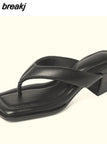 Size 33-40 Women Sandals Summer 2023 Fashion High Heels Shoes For Women Flip Flops Real Leather Slippers Luxury