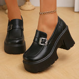 Chunky High Heels Loafers Women 2024 Spring New Platform Pumps Woman Fashion Buckle Thick Bottom Gothic Shoes