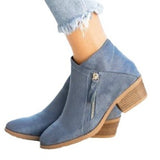 Breakj Women's Short Boots 2025 New Coarse And Female Boots Round Head Thick Side Zipper Fashion Short Boots Women's