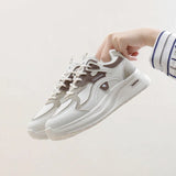 Breakj Korean Leather Face Dad Shoes Female Spring 2025 New Breathable Student Sneakers Heighten Casual Shoes