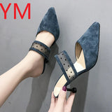 2020 Summer Women Pumps Wedding Shoes Flock Bridal Pointed Toe Woman High Heels shoes Dress Shoe Sandalias Mujer Heel