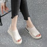 Breakj Platform Heel Sandals Women 2023 New Summer High Heel Fish Mouth Women Shoes Soft Skin Increased Muffin