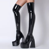 Over The Knee High Boots 2023 Brand Design Zipper White Black Fashion Motorcycle Boots Sexy Party Walking Comfy
