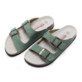 Men's Faux Suede Leather Mule Clogs Slippers Soft Cork Two Buckle Slides Footwear For Men Women Unisex