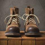 Men Leather Desert Boots 10-20 cm Height Ankle Cow Suede Retro British Style Winter Rubber Flat Thick Short Tooling
