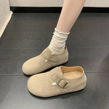 Breakj Round Head Boken Shoes Women's New Autumn Buckle Flat Shoes Casual Simple And Not Tired Women's