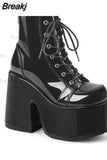 Design Cool Block Great Quality Big Size 43 Gothic Style Platform Woman Boots Fashion Casual Cosy Woman Shoes Ankle