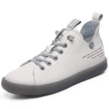 Breakj Women's Autumn And Winter 2023 New Cowhide Tight With Flat-Soled Sports Shoes Casual Single Shoes Help Small White Shoes Female