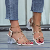 Breakj High-Heeled Rivet Sandals Women 2025 Summer New Fish Mouth Thick Heel Heel Heel Crystal Heel Lady