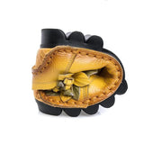 35-42 Genuine Leather Summer Flats Women Soft Slip-On Flat Shoes Black Red Floral Mom Loafers Moccasin Lady Designer
